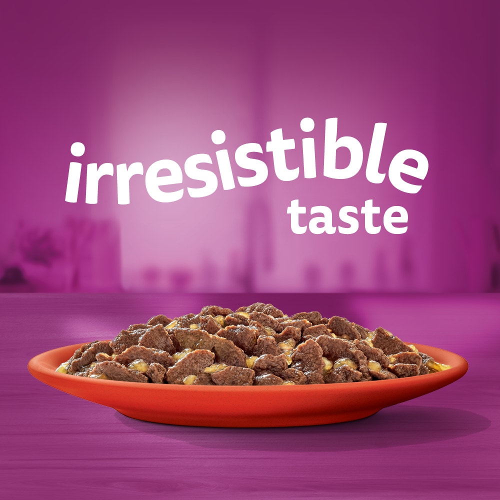 WHISKAS® 1+ Years Adult Wet Cat Food with Beef Favourites In Jelly 12x85g Pouch - 2