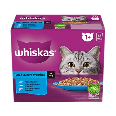 WHISKAS® 1+ Years Adult Wet Cat Food with Tuna Favourites In Jelly - 1