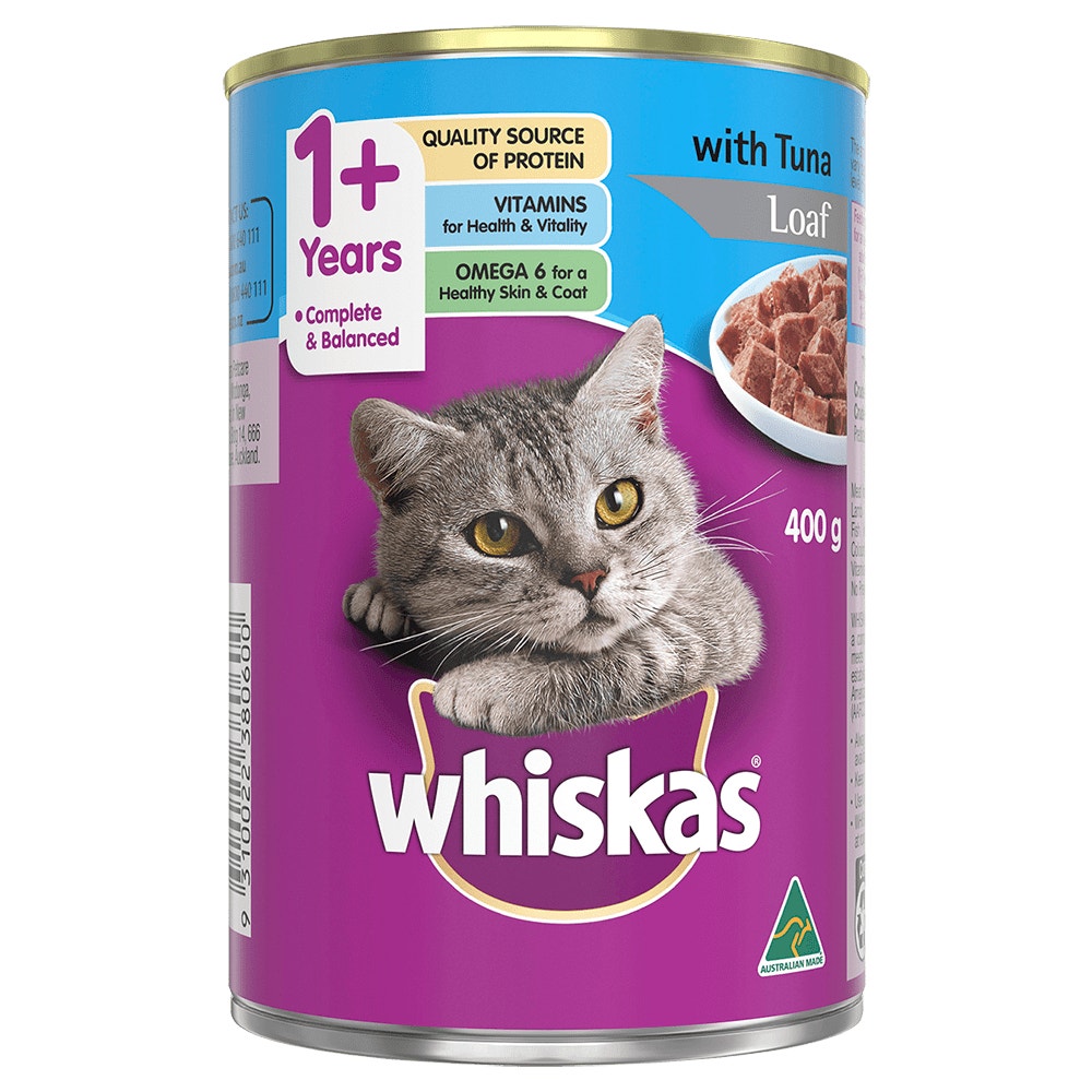WHISKAS® 1+ Years Adult Wet Cat Food with Tuna Loaf 400g Can - 1