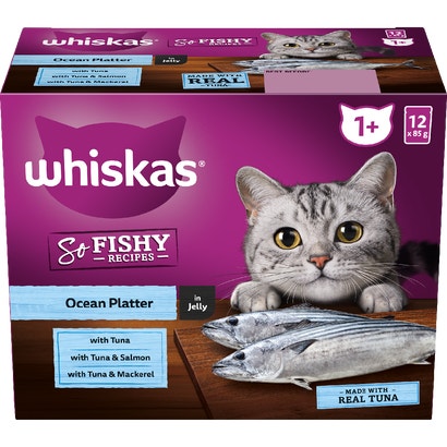 WHISKAS® 1+ Years Adult So Fishy Wet Cat Food Ocean Platter in Jelly
